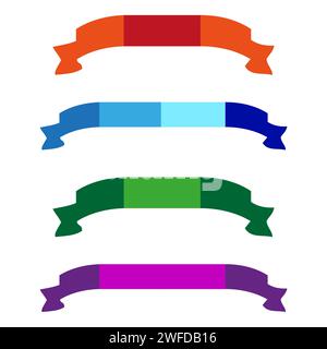 Flat ribbons banners. Ribbons in flat design. Vector set of colorful ribbons. Vector illustration. EPS 10. Stock Vector
