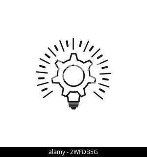 knowledge innovation icon, gear bulb logo, technology industry. Vector illustration. stock image. EPS 10. Stock Vector