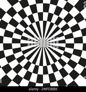 Radiating lines contrasty pattern checkered circle. Vector illustration. EPS 10. Stock Vector