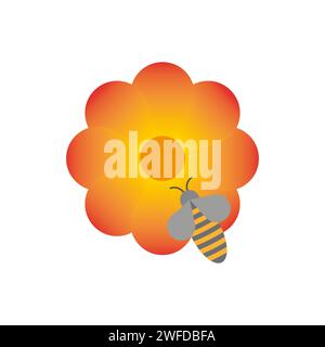 flower and bee. Vector illustration. Stock picture. EPS 10. Stock Vector