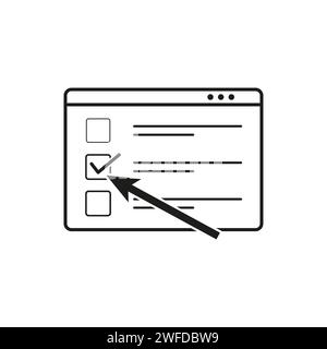 online exam or test icon, knowledge check questionnaire, form survey for student, fill and pass checklist. Vector illustration. Stock picture. EPS 10. Stock Vector