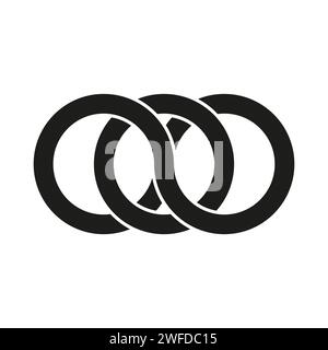 Interlocking circles, rings contour. Circles, rings concept icon. Vector illustration. stock image. EPS 10. Stock Vector