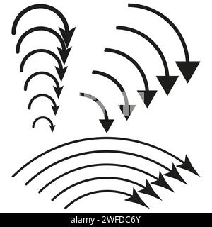Overtake, parallel, double bending arrows. Vector illustration. EPS 10. Stock image. Stock Vector