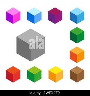 Isometric cube in more colors. Vector illustration. stock image. EPS 10. Stock Vector