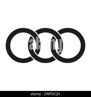 Interlocking circles, rings contour. Circles, rings concept icon. Vector illustration. stock image. EPS 10. Stock Vector
