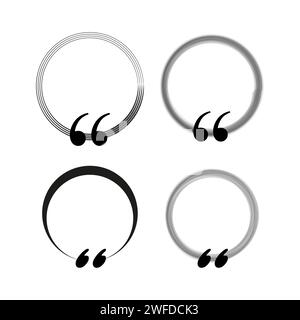 Quotes icon. Speech marks, inverted commas or talking marks. Quote frame outline. Circle frame. Vector illustration. EPS 10. Stock image. Stock Vector
