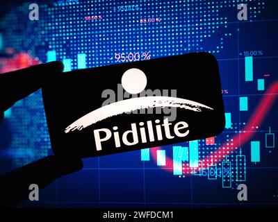 Konskie, Poland - January 27, 2024: Pidilite company logo displayed on mobile phone screen Stock Photo