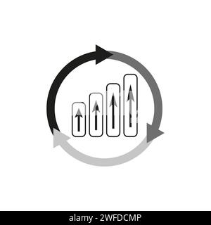 data continuous analysis icon, visualization infographic, improvement trends, growth graph patterns, cycle success business. Vector illustration. stoc Stock Vector