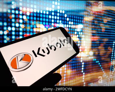 Konskie, Poland - January 27, 2024: Kubota company logo displayed on mobile phone screen Stock Photo