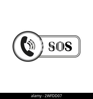 Icon with black sos icon on white background. Emergency symbol. Vector illustration. EPS 10. Stock Vector