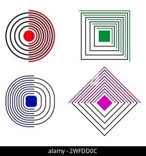 Linear geometric shapes radial for decorative design. Dynamic frame. Vector illustration. EPS 10. Stock Vector