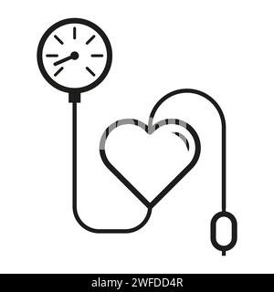 pressure blood high or low icon, measurement arterial pressure,cardio vascular dystonia, medical tool, thin line. Vector illustration. Stock picture. Stock Vector