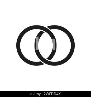 Interlocking circles, rings contour. Circles, rings concept icon. Vector illustration. stock image. EPS 10. Stock Vector