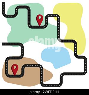 Road map and journey route infographics template. Winding road timeline illustration. vector illustration. Eps 10 Stock Vector