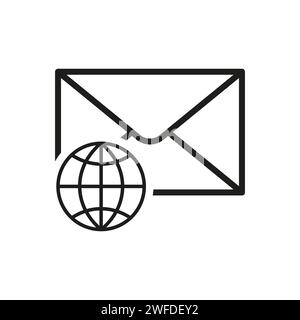 Globe icon with envelope. Vector illustration. EPS 10. Stock image. Stock Vector
