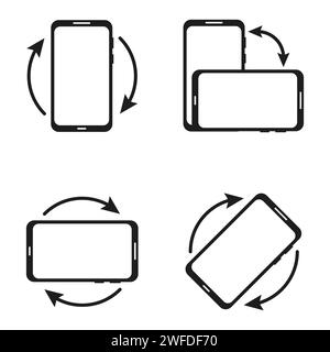 Rotate smartphone set icons. Vector illustration. EPS 10. Stock Vector
