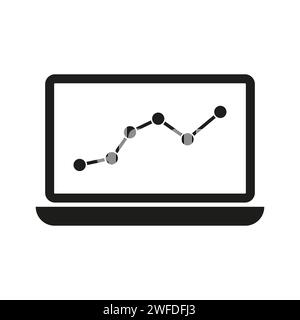Graphs on computer monitor icon. Vector illustration. EPS 10. Stock image. Stock Vector