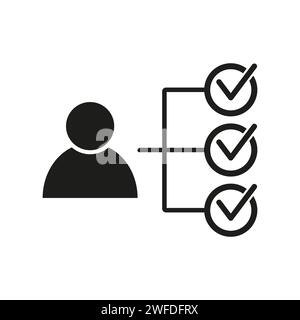 Checklist with man silhouette icon. Candidate approved symbol. Vector illustration. EPS 10. Stock image. Stock Vector