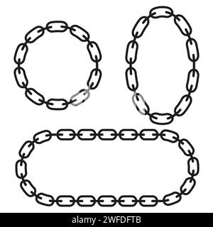 Set of chains. Curved, wavy, arcing straight chains. Vector illustration. stock image. EPS 10. Stock Vector