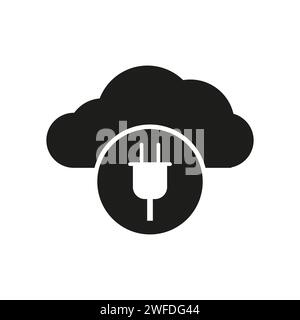 Network cloud plug icon. Ethernet connector connected to the cloud. Vector illustration. EPS 10. Stock image. Stock Vector