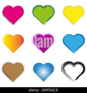 Heart color set icons. Vector illustration. EPS 10. Stock image. Stock Vector
