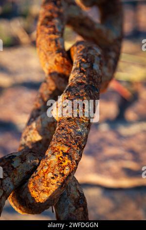 Close up of rusty chain links Stock Photo
