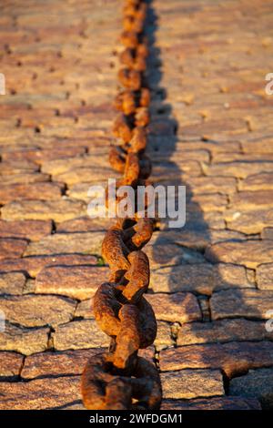 Close up of rusty chain links Stock Photo