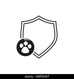 Pet protection icon. Dog shield protect icon. Vector illustration. EPS 10. Stock image. Stock Vector