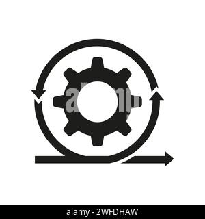 Agile glyph icon. Gear, arrows icon. Vector illustration. EPS 10. Stock image. Stock Vector