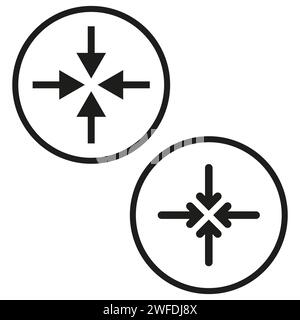 Quadro collide arrows icon. Icon for web site. Vector illustration. EPS10. Stock Vector