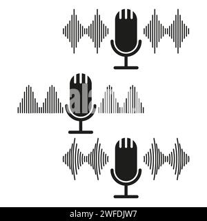 Sound wave icon. Music symbol. Microphone sound wave. Vector illustration. stock image. Stock Vector