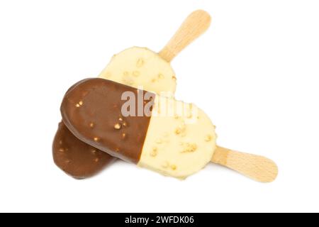 Chocolate ice cream bars isolated on white background Stock Photo