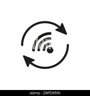 Wifi signal in circular arrow. Connecting process icon. Vector illustration. EPS 10. Stock image. Stock Vector