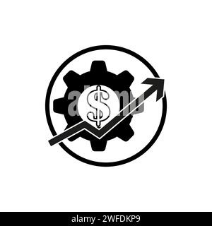 Costs optimization and production efficiency icon. Business efficiency and cost management symbol. Vector illustration. EPS 10. Stock image. Stock Vector