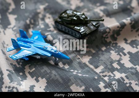 Bangkok, Thailand - March, 16, 2022 : Miniature model of military tank. Russian War of Ukraine War Concept Stock Photo