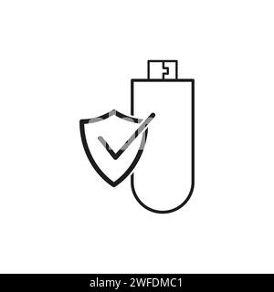 Flash drive security icon. USB flash drive with padlock symbol. Vector illustration. EPS 10. Stock image. Stock Vector