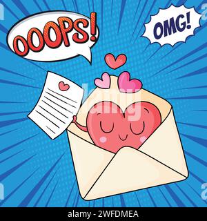 Email message Valentines day pop art style vector image Stock Vector