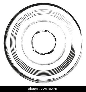 Grungy circles, circular splatter effect. Vector illustration. EPS 10. Stock image. Stock Vector