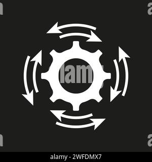 Workflow process icon. Gear cog wheel with arrows. Vector illustration. EPS 10. Stock image. Stock Vector