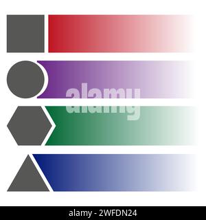 Fading banners with basic shapes. Shapes casting transparent trails. Vector illustration. EPS 10. Stock image. Stock Vector