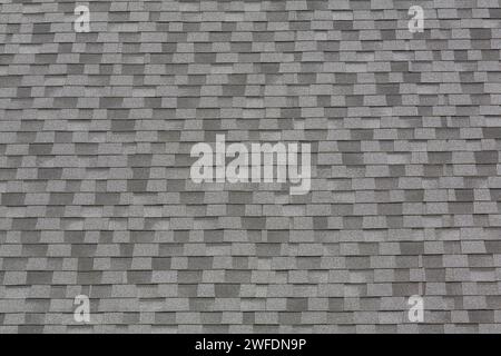 Light grey and charcoal asphalt shingles roof. Stock Photo