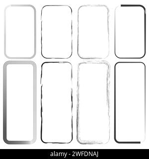 Rectangular exclusive figures. Long vertical frames. Brush rectangles of different sizes. stock image. Stock Vector
