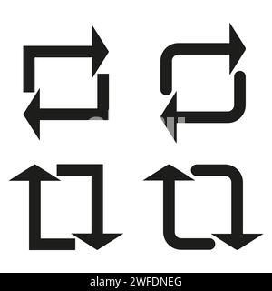 black arrows shapes. Reload symbol. Arrow rectangles. Vector illustration. EPS 10. Stock image. Stock Vector