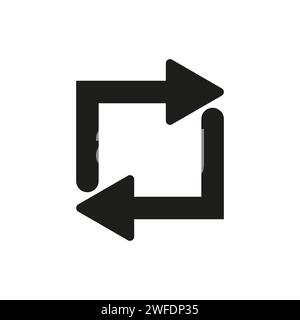 Square cyclic rotation icon. Arrow sign. App element. Technology concept. Line design. Vector illustration. Stock image. Stock Vector