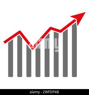 graph with up arrow. Growing graph icon symbol. Inflation graph sign. Vector illustration. EPS 10. Stock image. Stock Vector