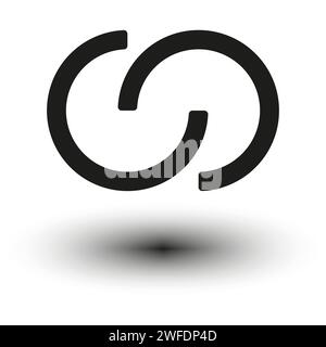 Interlocking circles. Symbiosis, integration icon. Interlocking rings as abstract connection. Vector illustration. EPS 10. Stock image. Stock Vector