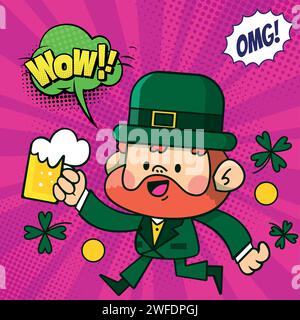 Beer Leprechaun pop art style vector image Stock Vector