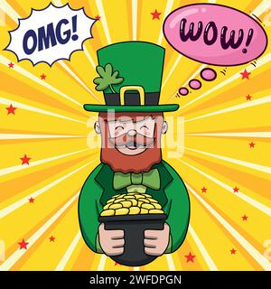 Beer Leprechaun pop art style vector image Stock Vector