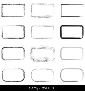 Rectangular exclusive figures. Long vertical frames. Brush rectangles of different sizes. stock image. Stock Vector
