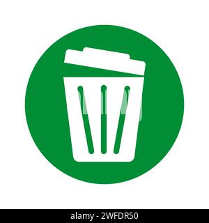 Trash can and delete icon on computer. Trash can in a green circle. Successful removal. Vector illustration. EPS 10. Stock image. Stock Vector